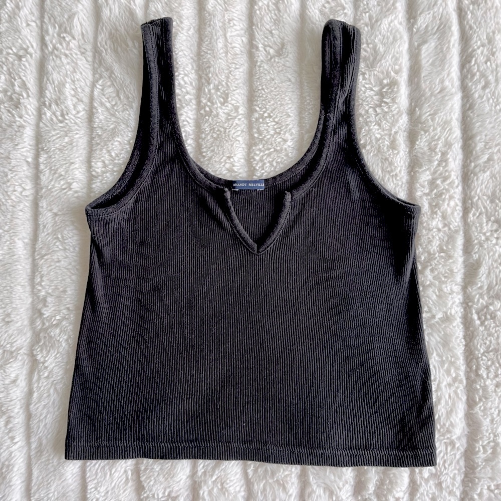 Brandy Melville Black Ribbed Crop Top